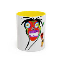 Colorful Tribal Mask Coffee Mug — Vibrant Skull Art Accent Mug (11/15oz)