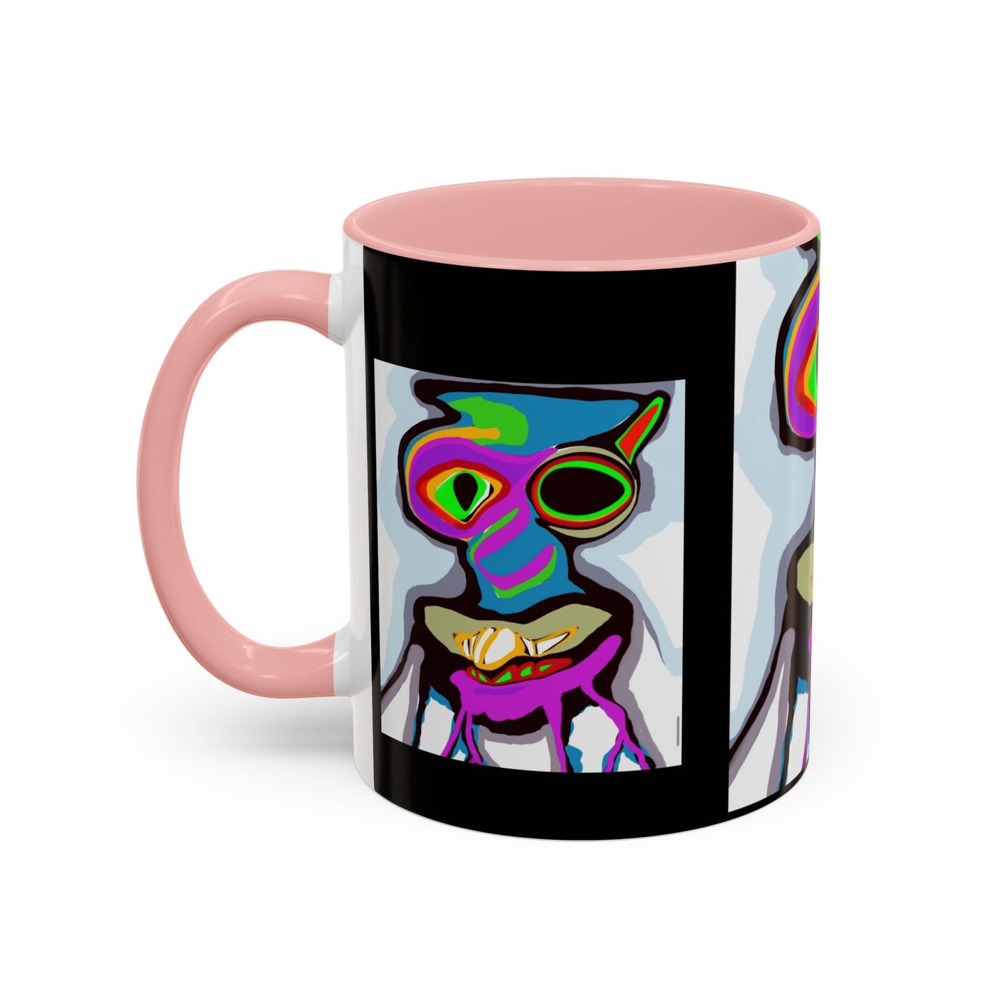 Abstract Alien Art Coffee Mug — Colorful Surreal Creature Accent Mug