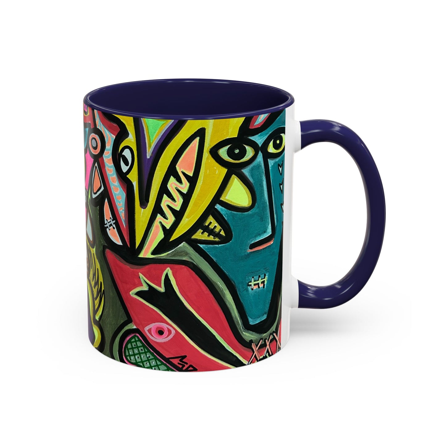 AbstractCONCERT.   Pop Art Coffee Mug — Colorful Faces Accent Mug (11/15 oz)