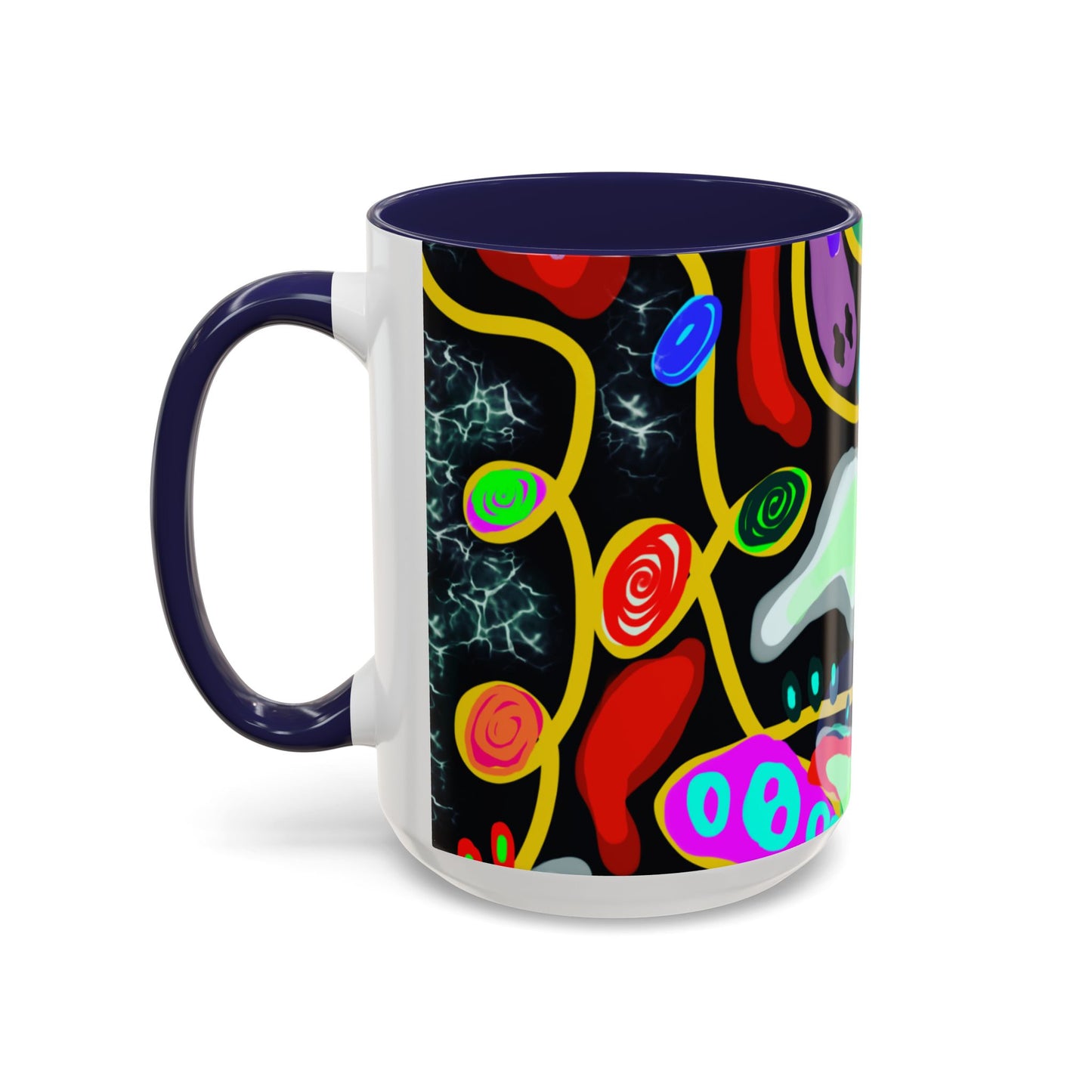 CRAZY2.0  Accent Mug — Colorful Neon Skull Abstract Coffee Cup