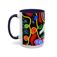 CRAZY2.0  Accent Mug — Colorful Neon Skull Abstract Coffee Cup