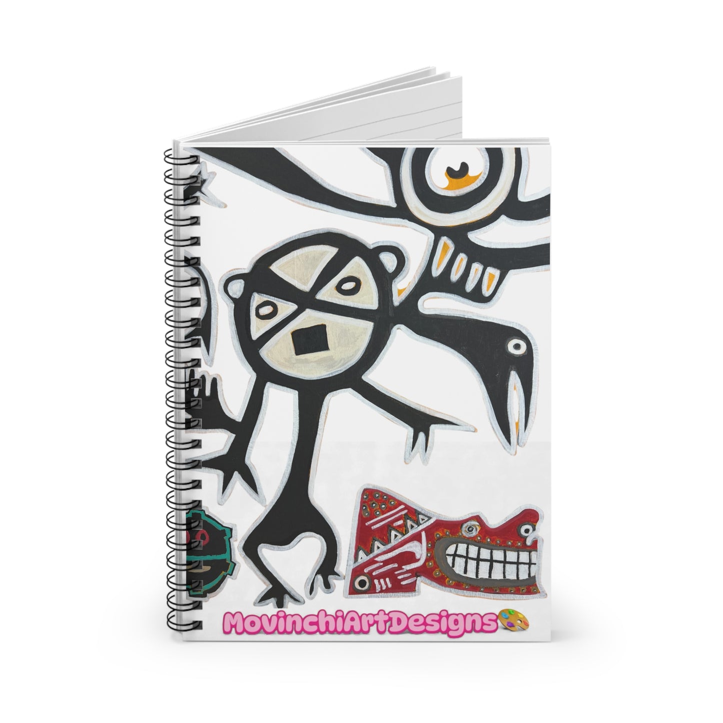 Abstract Tribal  TAINO Art Spiral Notebook — MovinchiArt Designs Ruled Journal