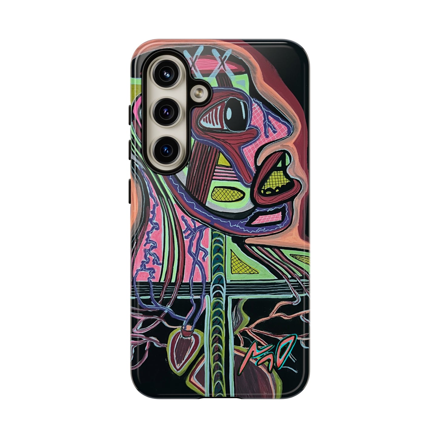 HEART ATTACK Abstract Neon Face Tough Phone Case – Vibrant Art Phone Cover
