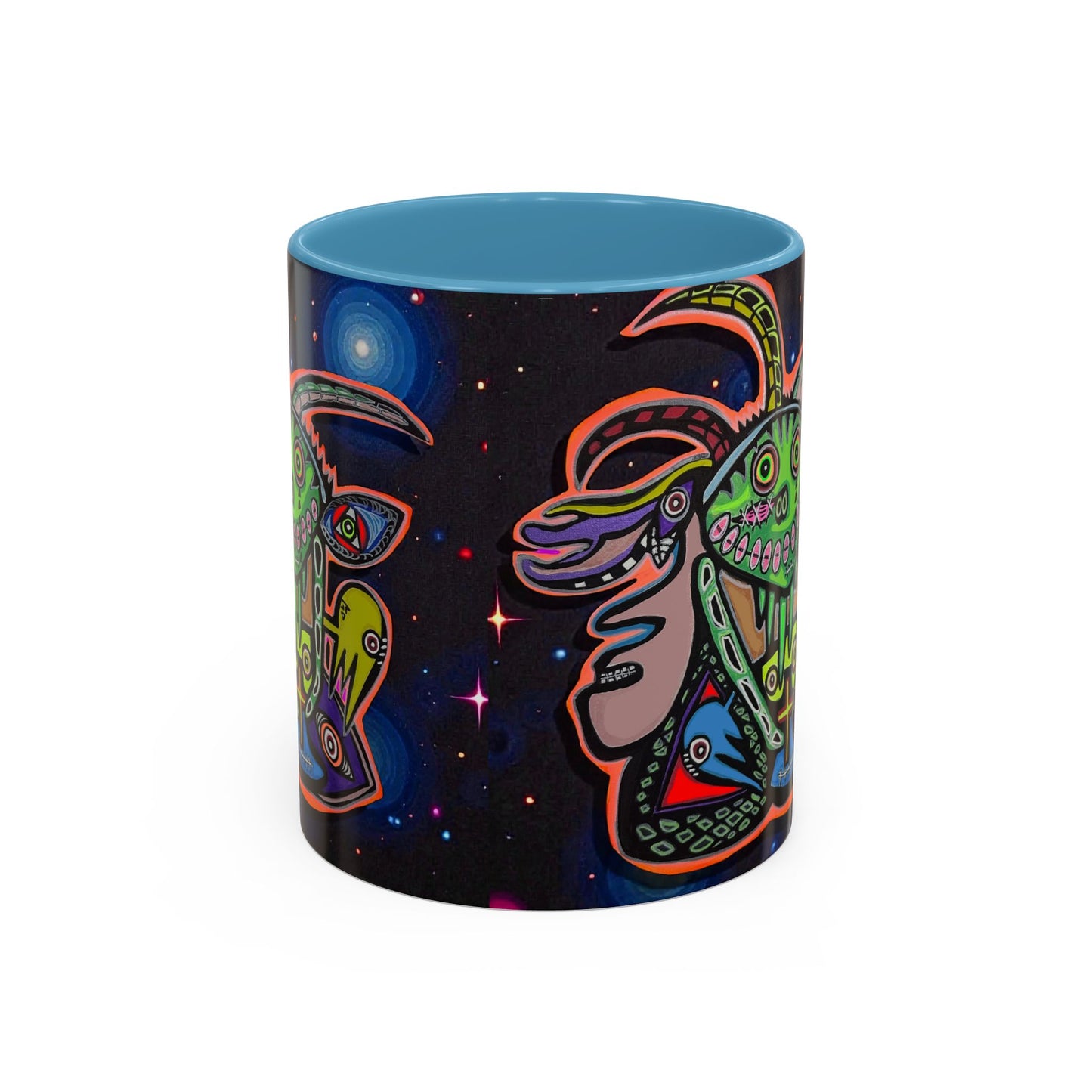 Psychedelic RYDER2.0   Space Goat Accent Coffee Mug — Colorful Cosmic Animal Art (11/15oz)
