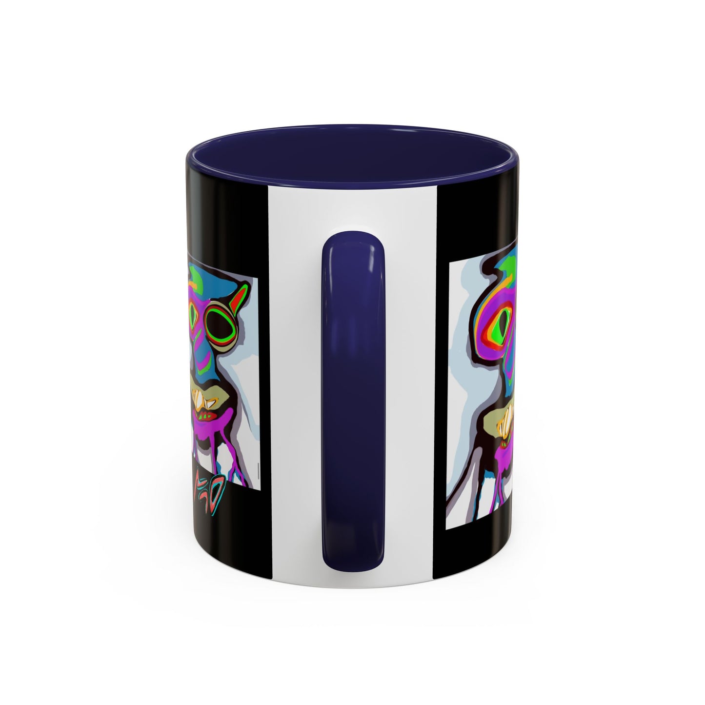 Abstract Alien Art Coffee Mug — Colorful Surreal Creature Accent Mug