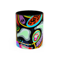 CRAZY2.0  Accent Mug — Colorful Neon Skull Abstract Coffee Cup