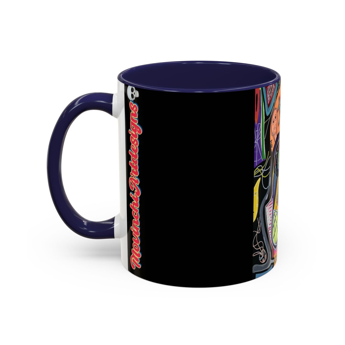 Colorful Neon OVERTHINKING  Skull Coffee Mug — Vibrant Abstract Day of the Dead Accent Mug