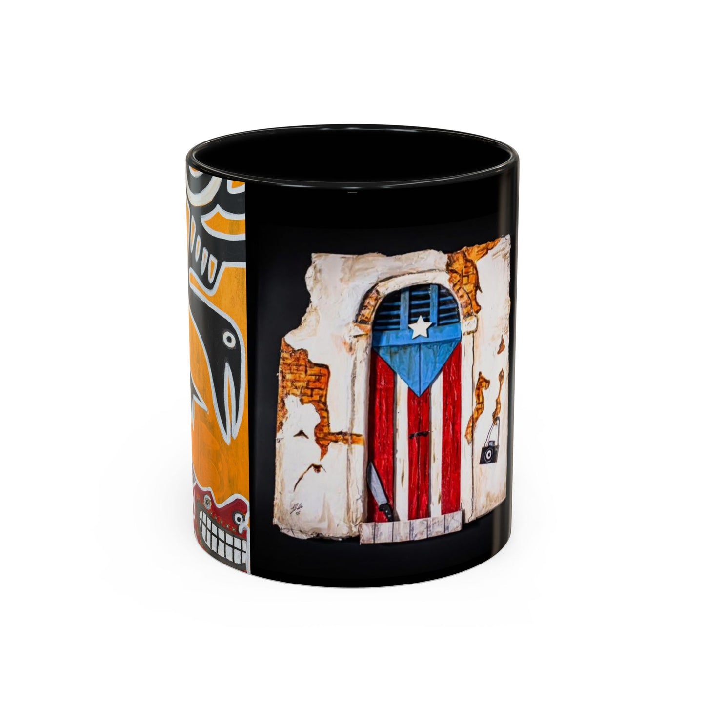 Puerto Rico Flag Coffee Mug — Rustic Street Art Accent Mug (11/15 oz)