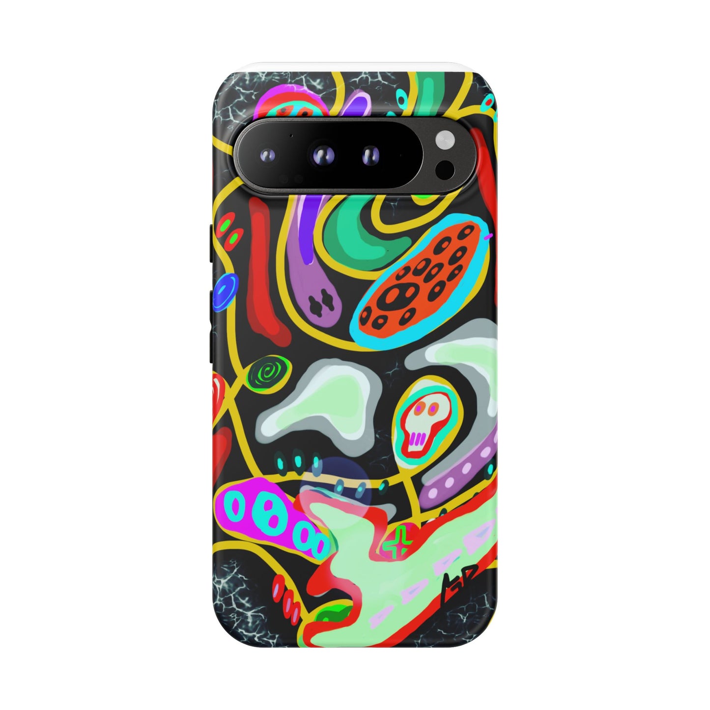 CRAZY4  Abstract Neon Skull Phone Case — Colorful Psychedelic Protective Cover