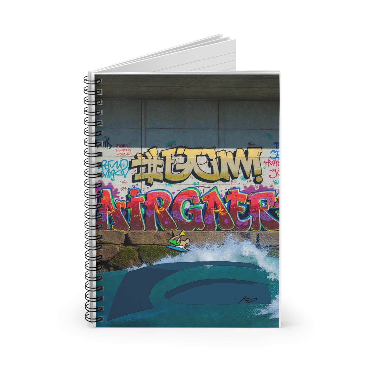 AERIAL Graffiti Surf Spiral Notebook — Ruled Journal for Skate, Surf & Street Art Fans