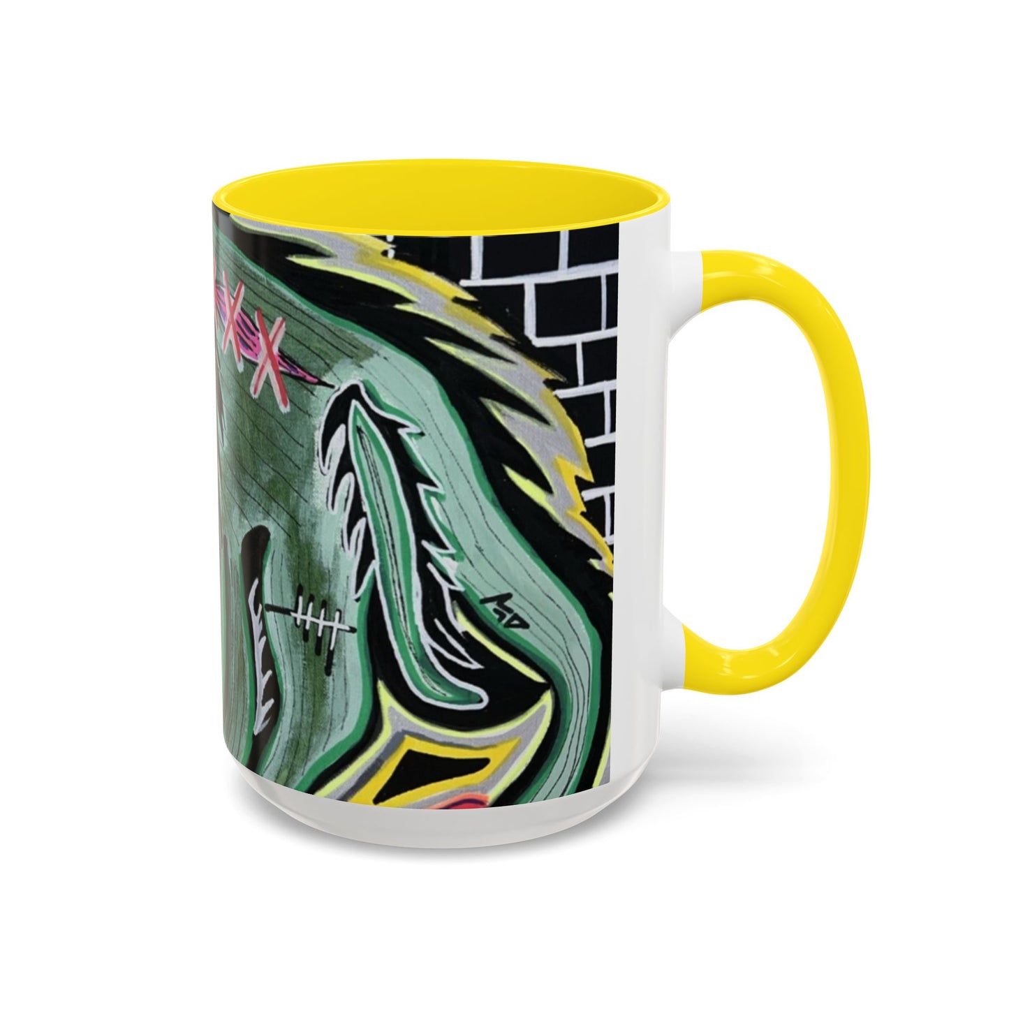 CHUPACABRAS.  Green Monster Art Coffee Mug — Spooky Neon Creature Accent Mug (11/15oz)