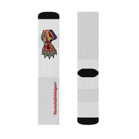 KING GRAY.  Colorful Abstract Mask Sublimation Socks - Funky Tribal Art Crew Socks