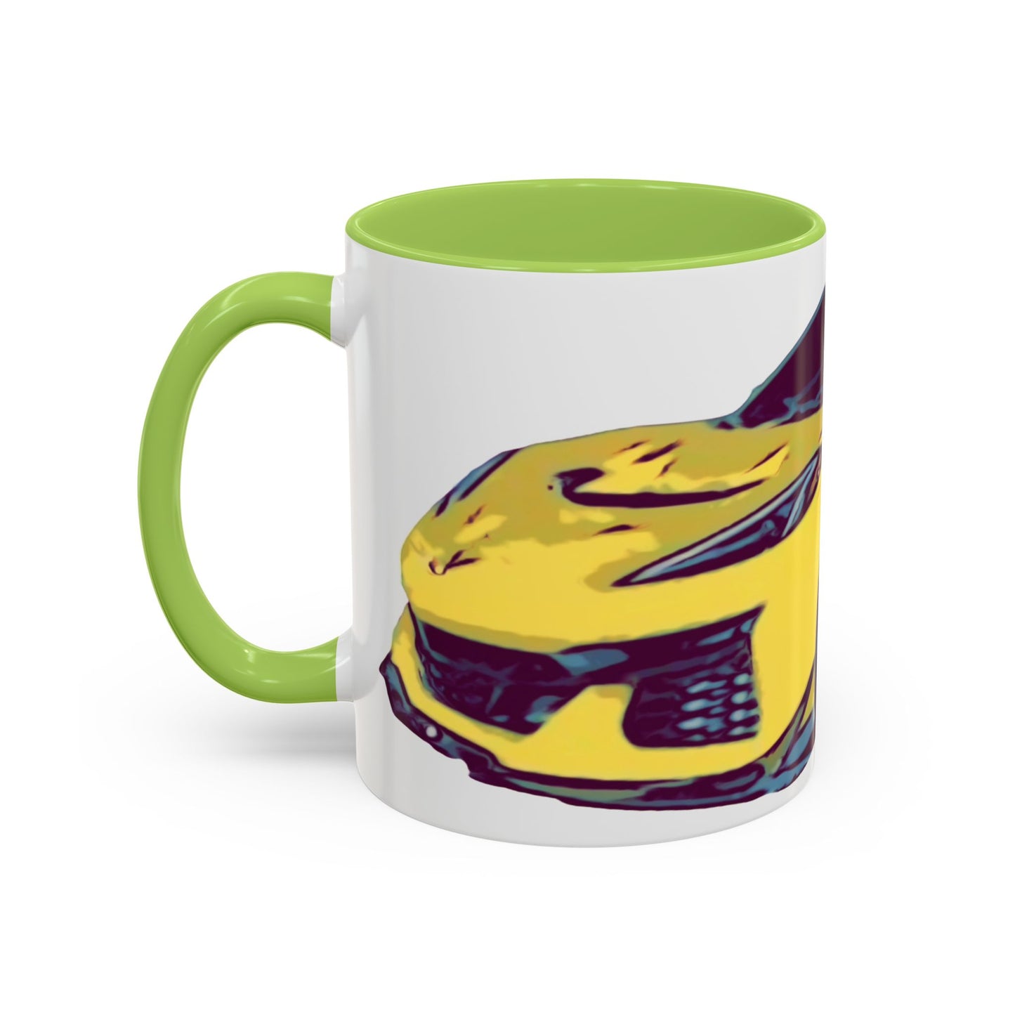 ZR1 Lover Coffee Mug — Yellow Sports Car & Boston Terrier Accent Mug (11/15 oz)