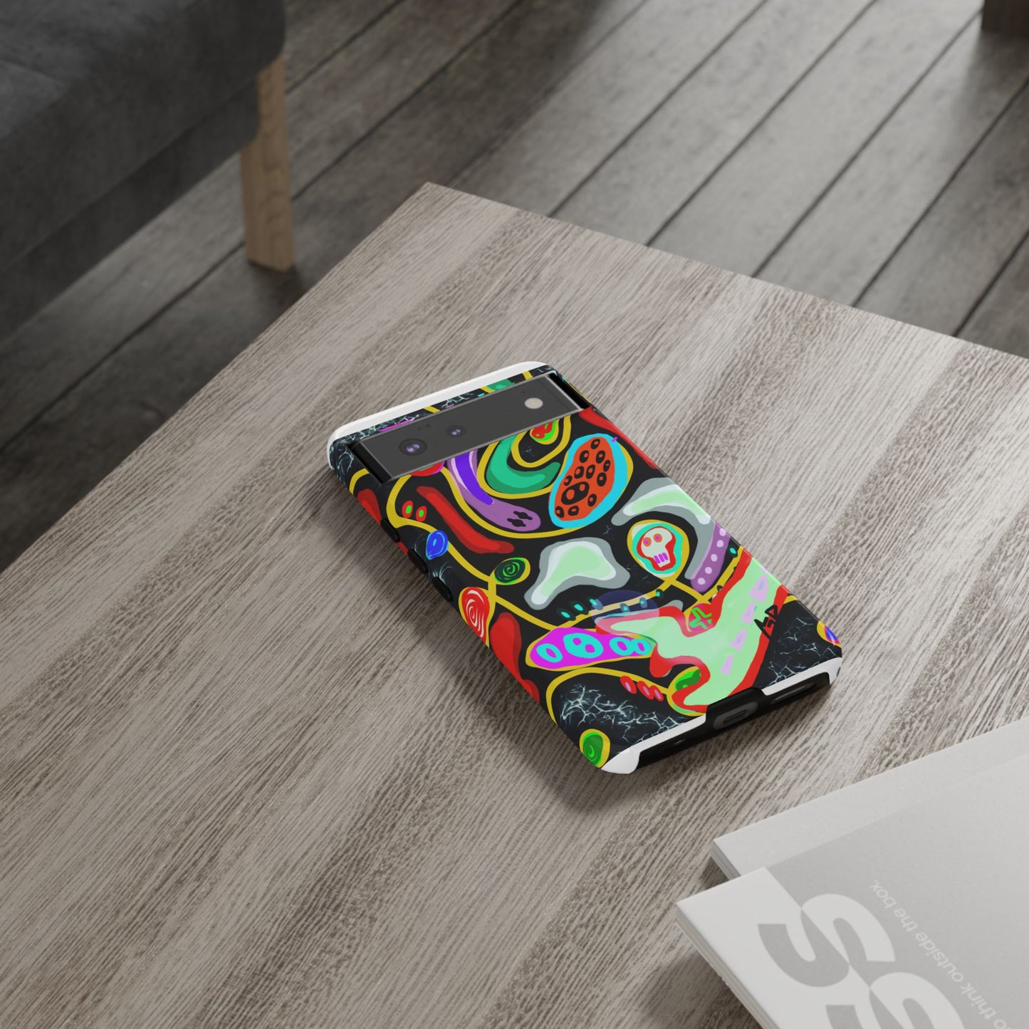 CRAZY4  Abstract Neon Skull Phone Case — Colorful Psychedelic Protective Cover