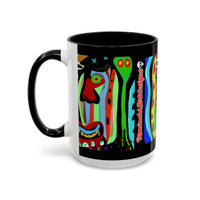CRAZY.   Neon Face Accent Coffee Mug – Colorful Psychedelic Art Ceramic Mug