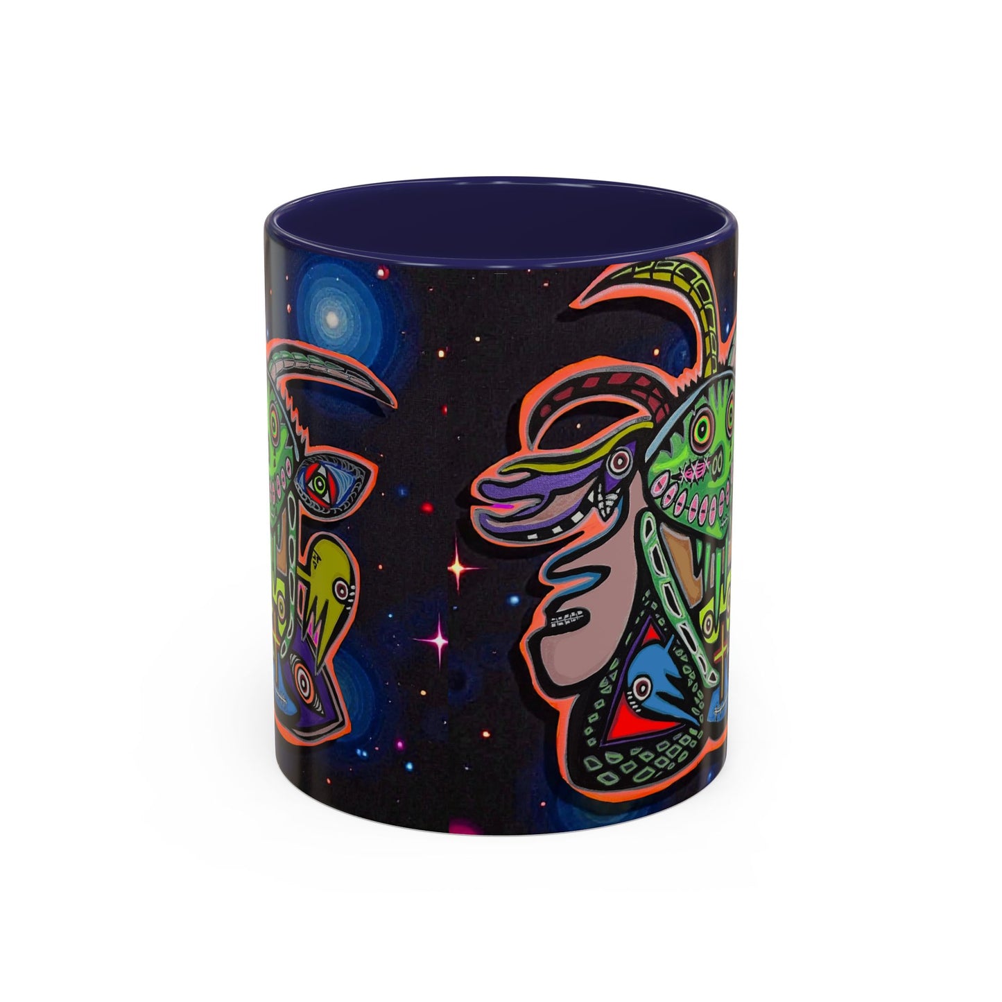 Psychedelic RYDER2.0   Space Goat Accent Coffee Mug — Colorful Cosmic Animal Art (11/15oz)