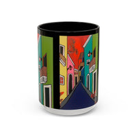 SAN SEBASTIAN.  Colorful Street Scene Accent Coffee Mug — Vibrant Urban Art Ceramic Mug (11/15oz)