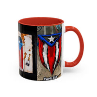 Puerto Rico Flag Coffee Mug — Rustic Street Art Accent Mug (11/15 oz)