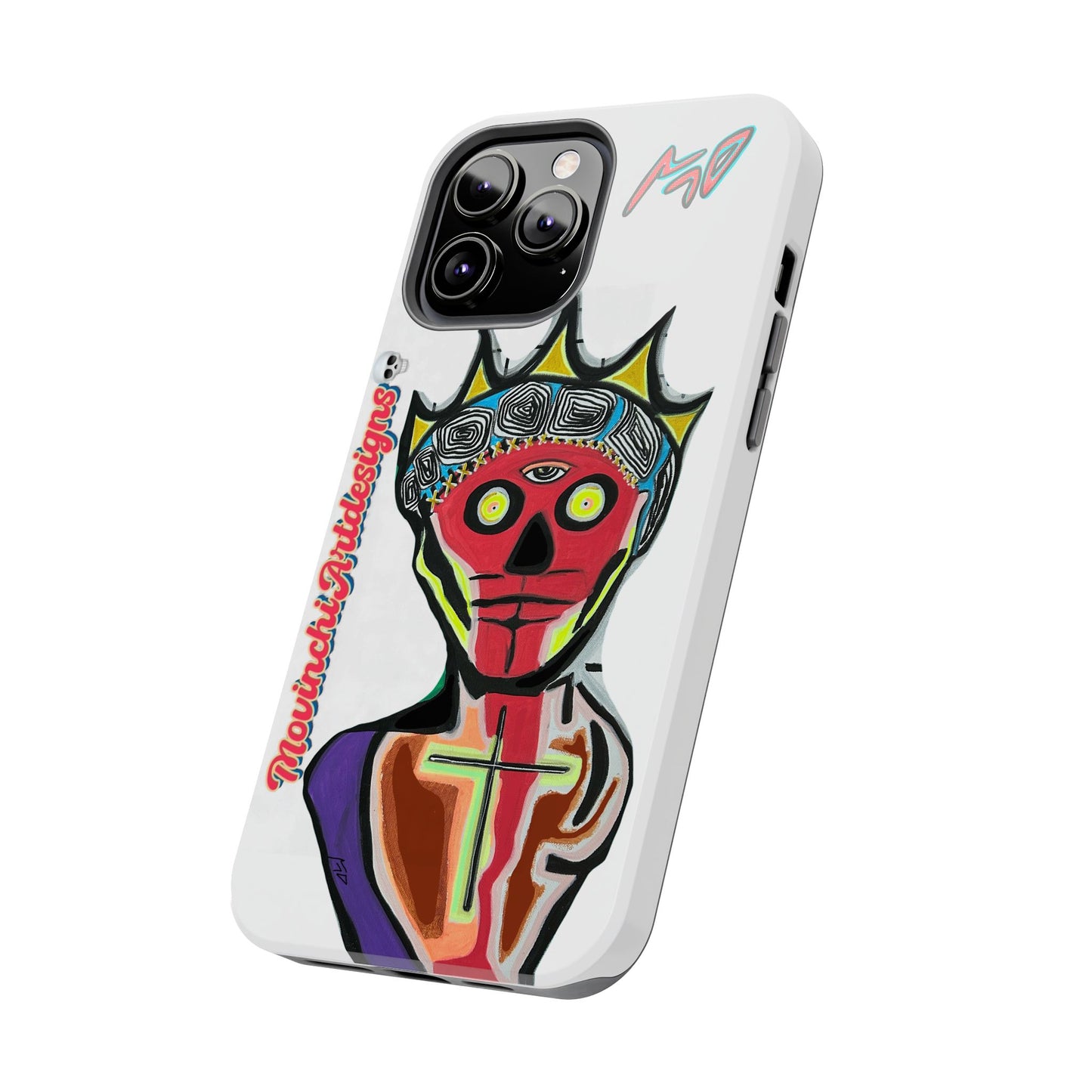 Artistic Crown KING GRAY  Skull Tough Phone Case — Colorful Abstract Guardian Design