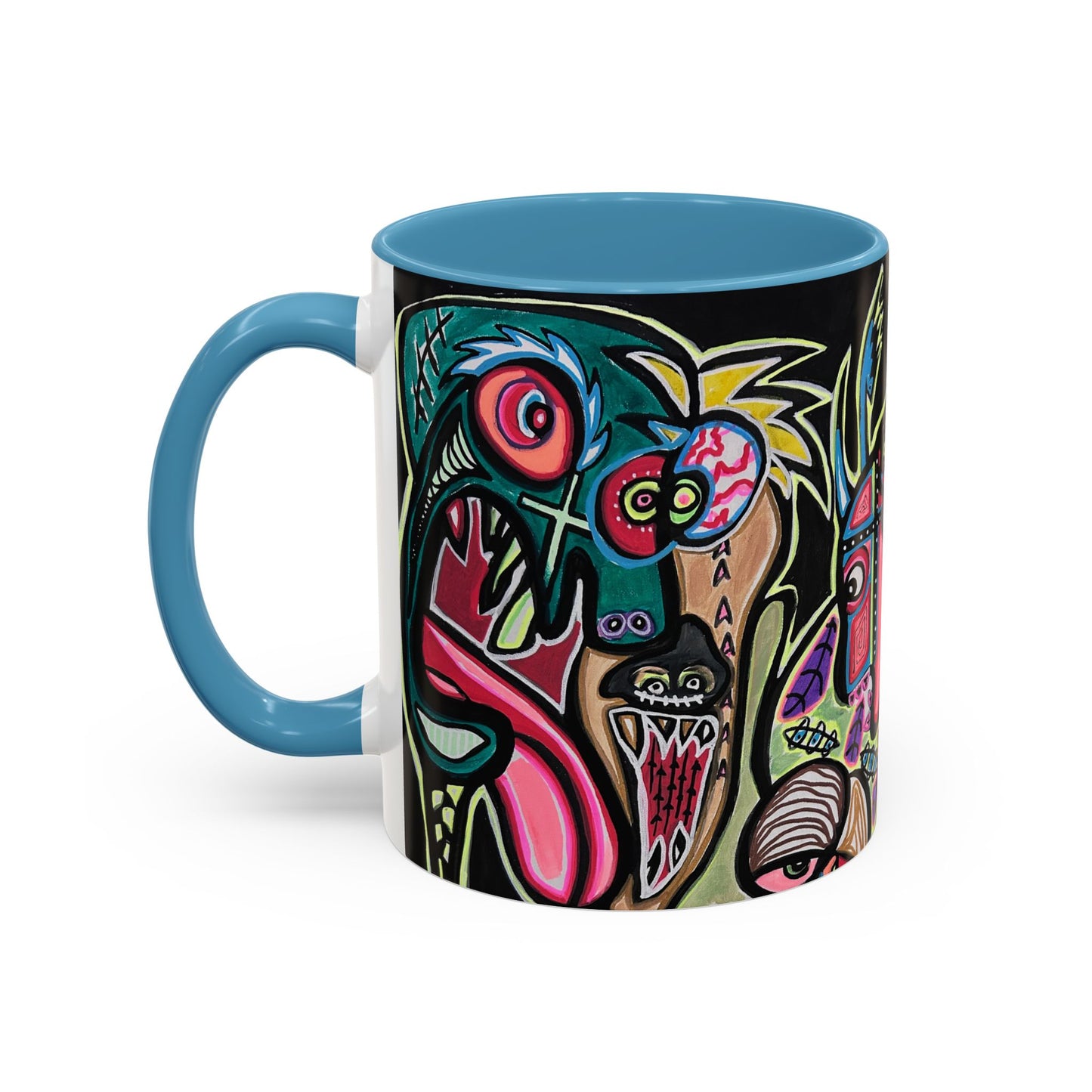 Abstract Neon DEPRESSION2.0   Monster Coffee Mug — Colorful Surreal Art Accent Mug (11/15oz)