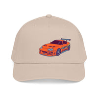 2JZ.  Retro Orange Sports Car Baseball Cap — Vintage JDM Supra Snapback