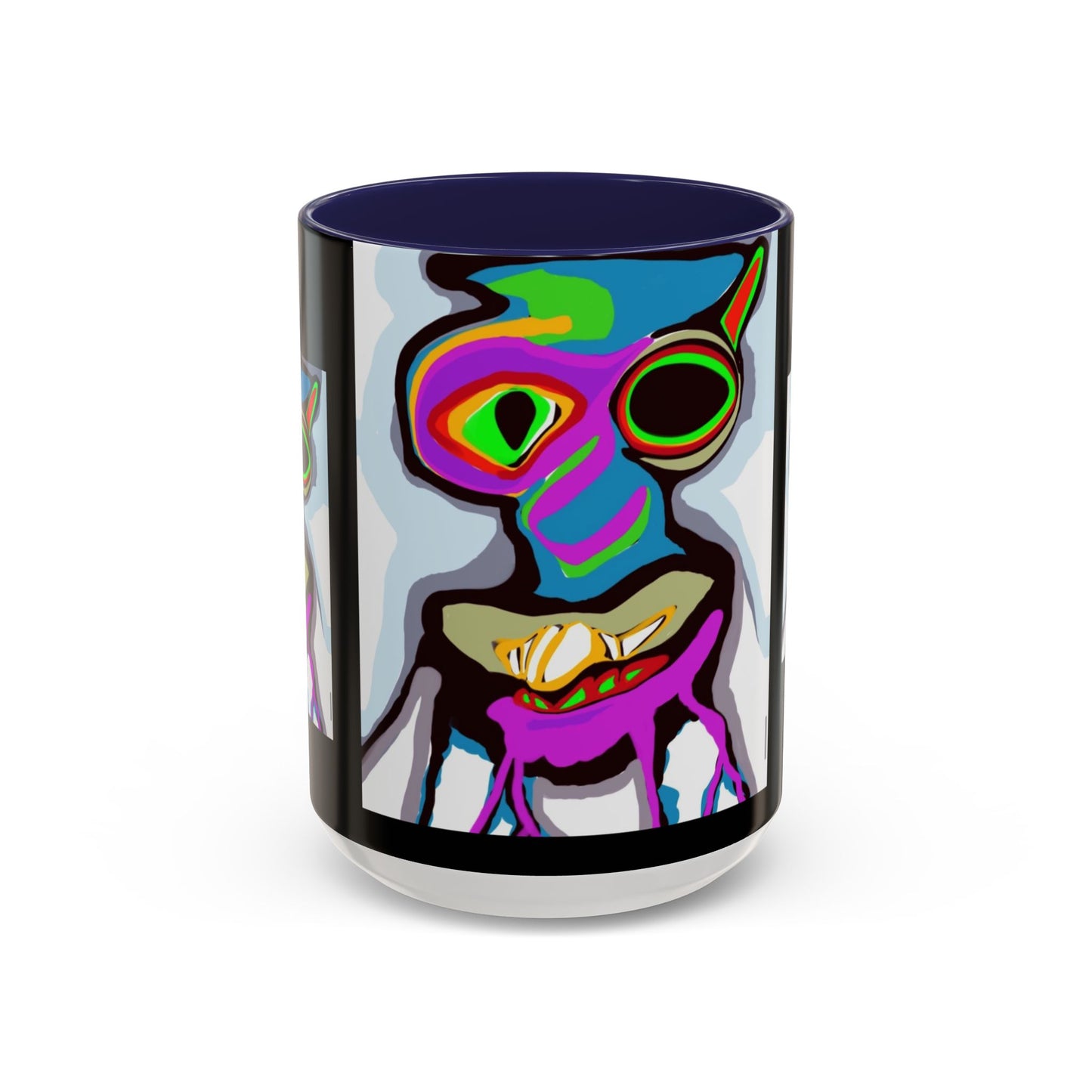 Abstract Alien Art Coffee Mug — Colorful Surreal Creature Accent Mug