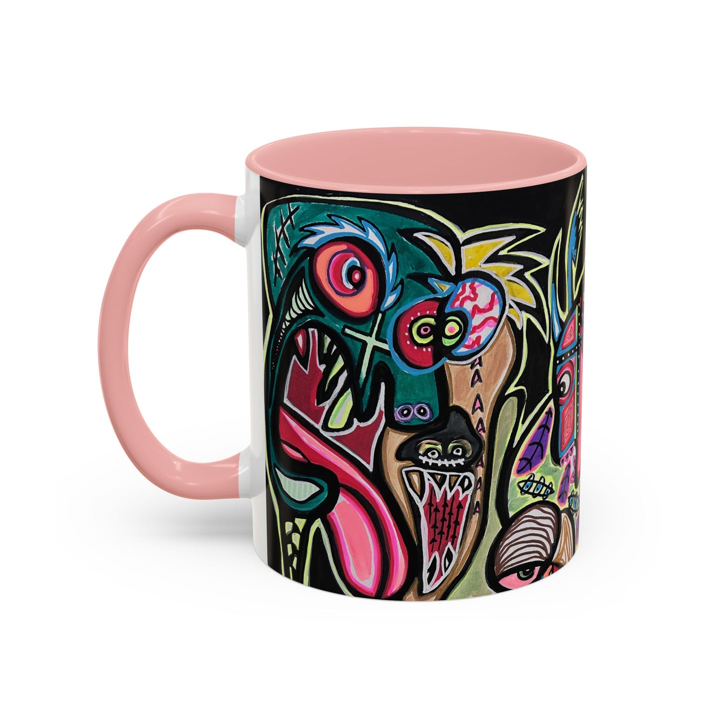 Abstract Neon DEPRESSION2.0   Monster Coffee Mug — Colorful Surreal Art Accent Mug (11/15oz)