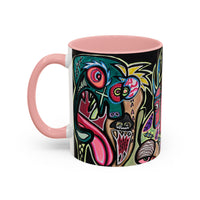 Abstract Neon DEPRESSION2.0   Monster Coffee Mug — Colorful Surreal Art Accent Mug (11/15oz)