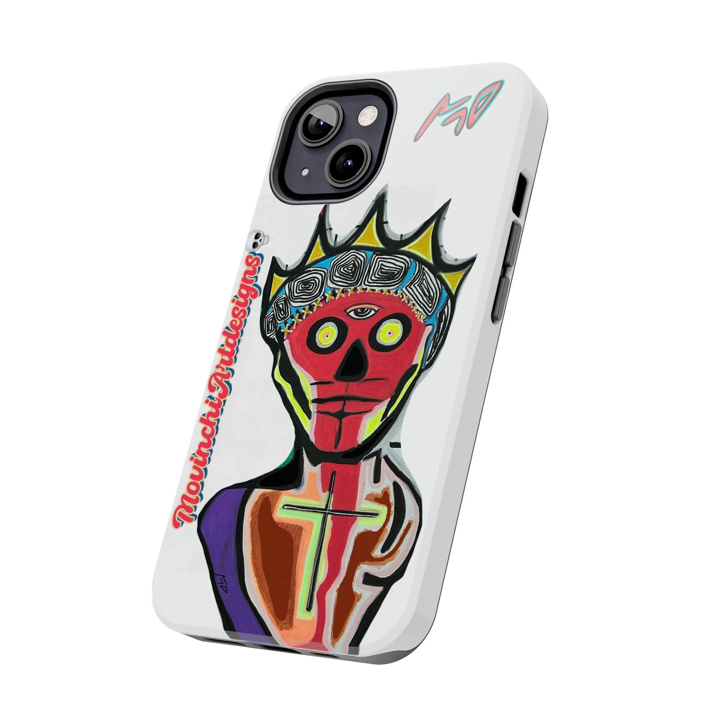 Artistic Crown KING GRAY  Skull Tough Phone Case — Colorful Abstract Guardian Design