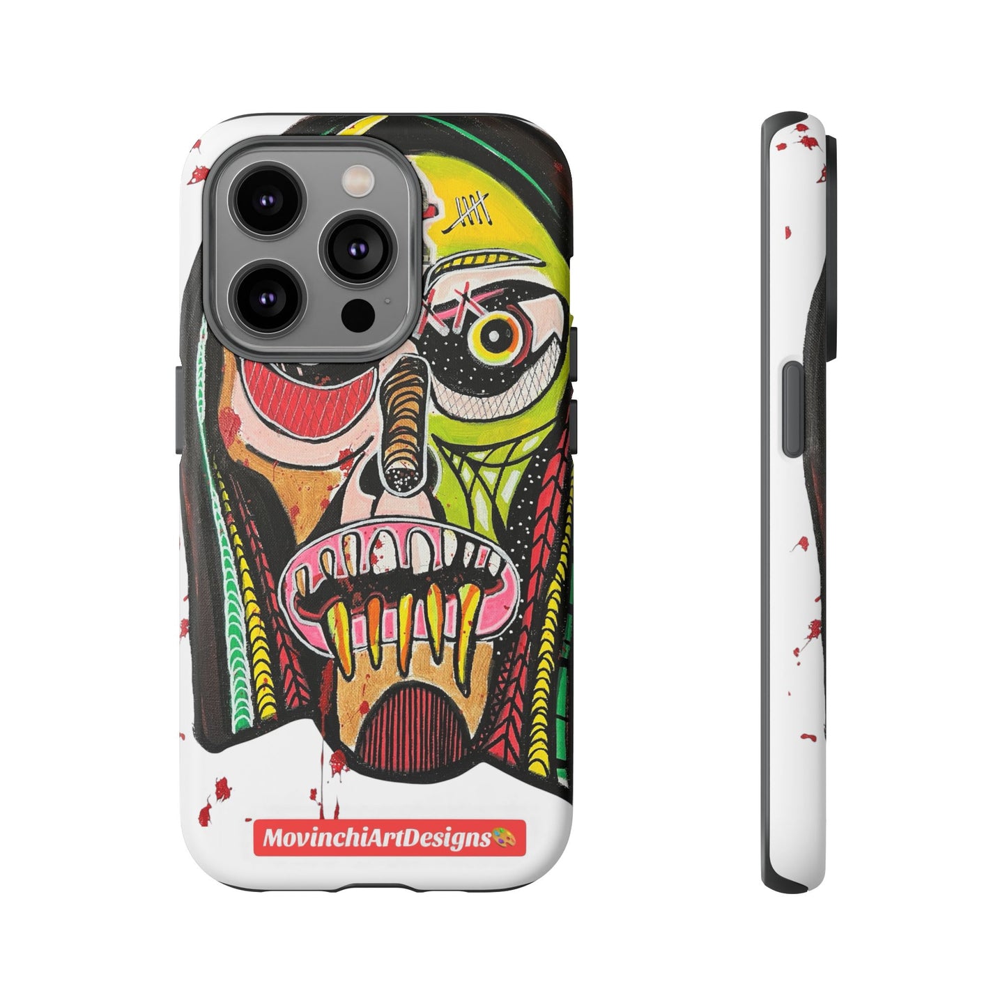 KUNTA.  Abstract Tribal Skull Phone Case — Colorful Street Art Protective Cover