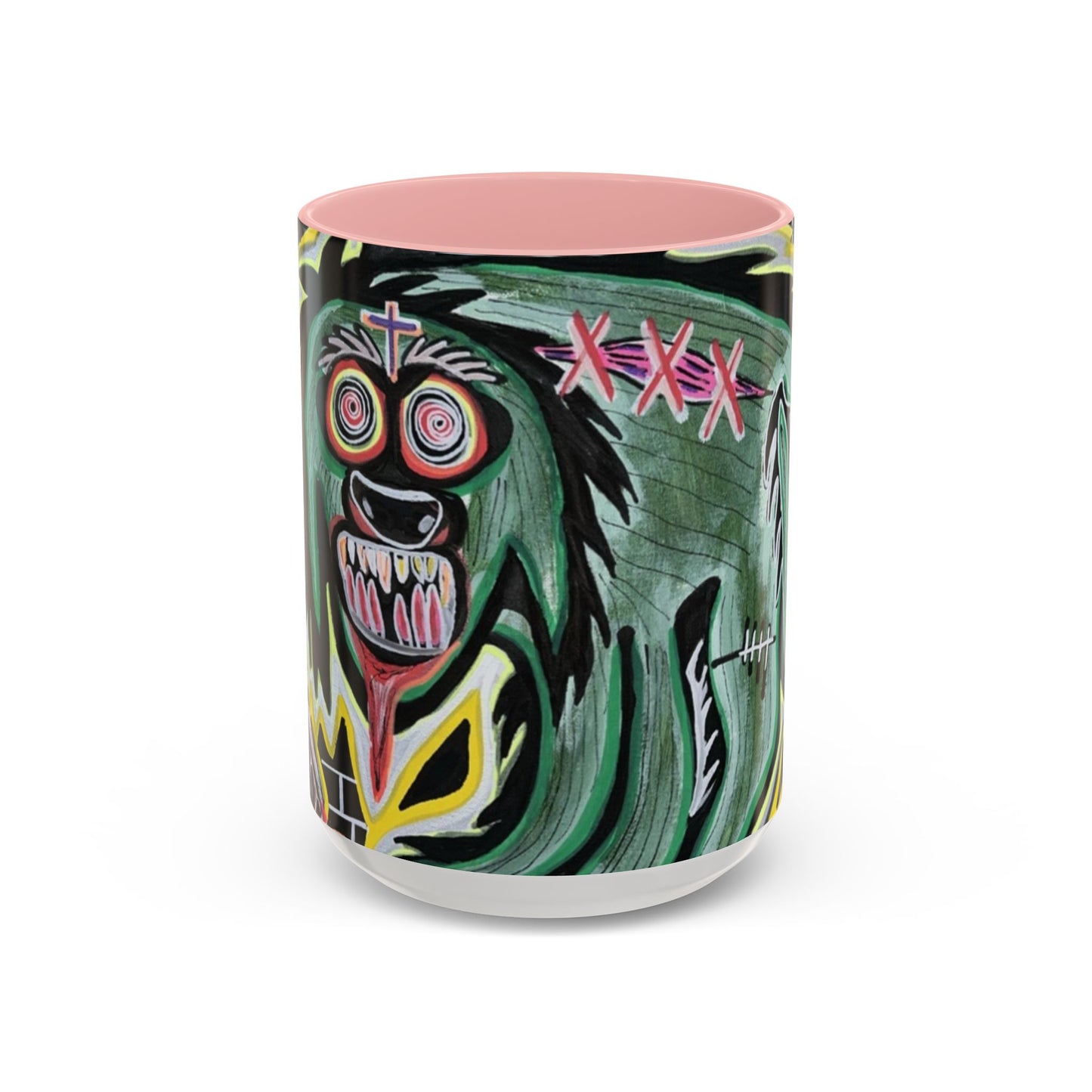 CHUPACABRAS.  Green Monster Art Coffee Mug — Spooky Neon Creature Accent Mug (11/15oz)