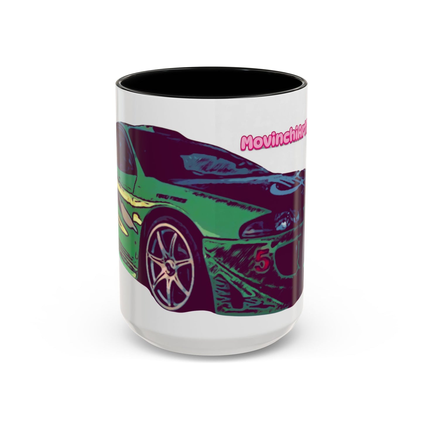 Coffee Mug —ECLIPSE  Neon Sports Car Design with "MovinchiArtDesigns" Logo