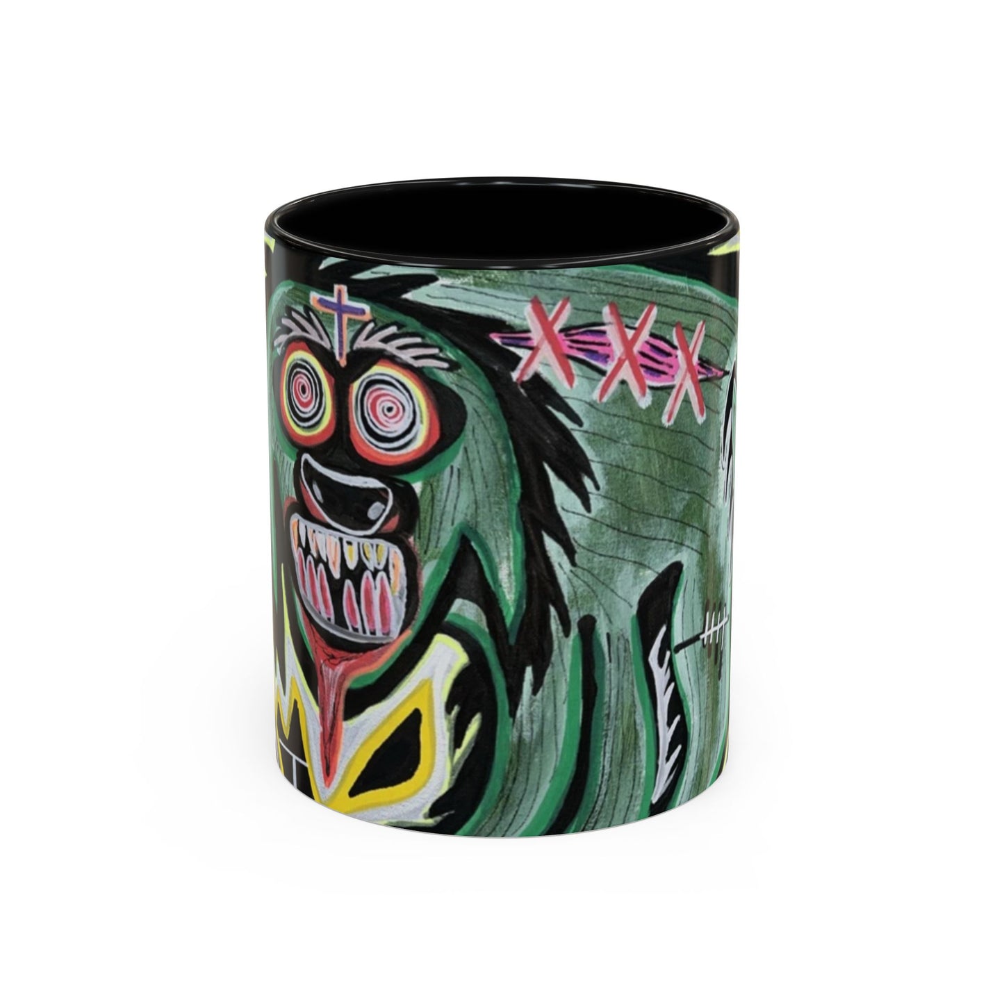 CHUPACABRAS.  Green Monster Art Coffee Mug — Spooky Neon Creature Accent Mug (11/15oz)