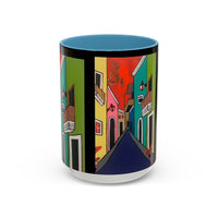 SAN SEBASTIAN.  Colorful Street Scene Accent Coffee Mug — Vibrant Urban Art Ceramic Mug (11/15oz)