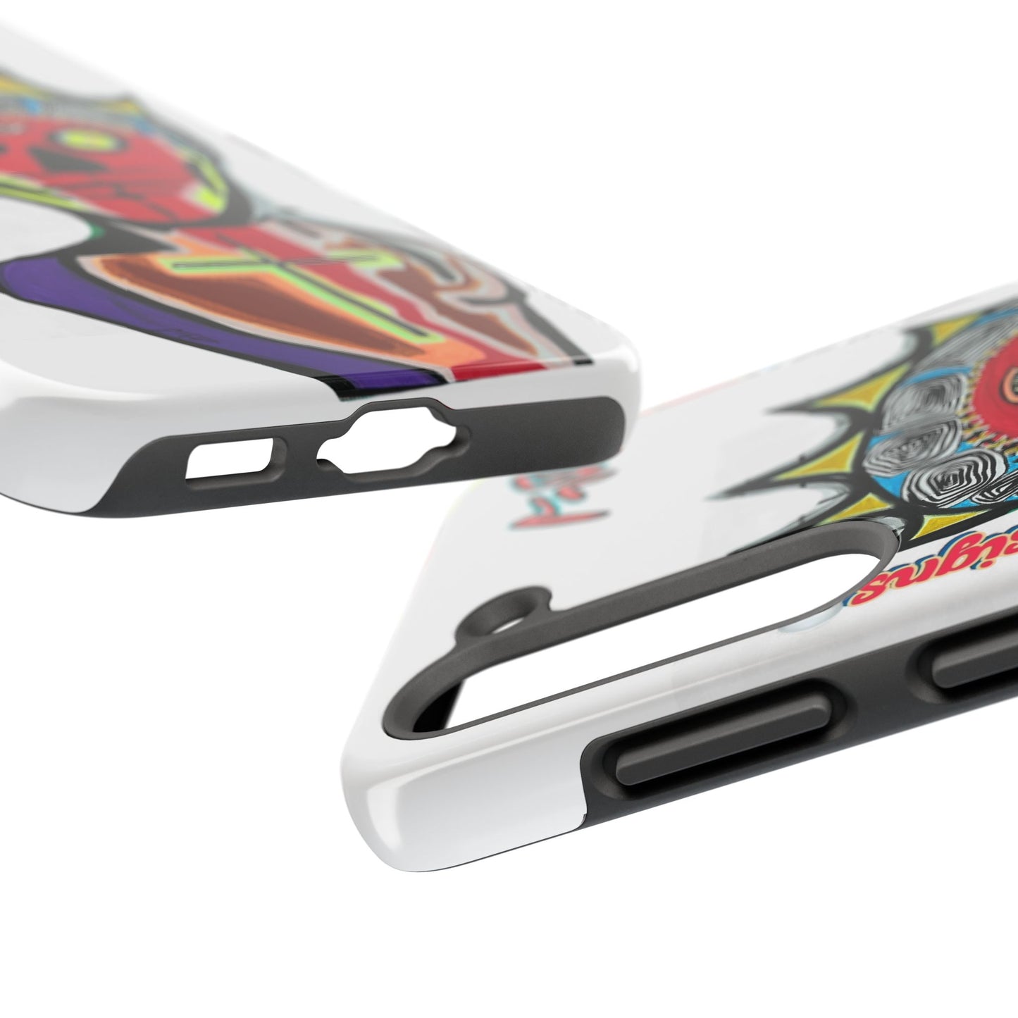 Artistic Crown KING GRAY  Skull Tough Phone Case — Colorful Abstract Guardian Design