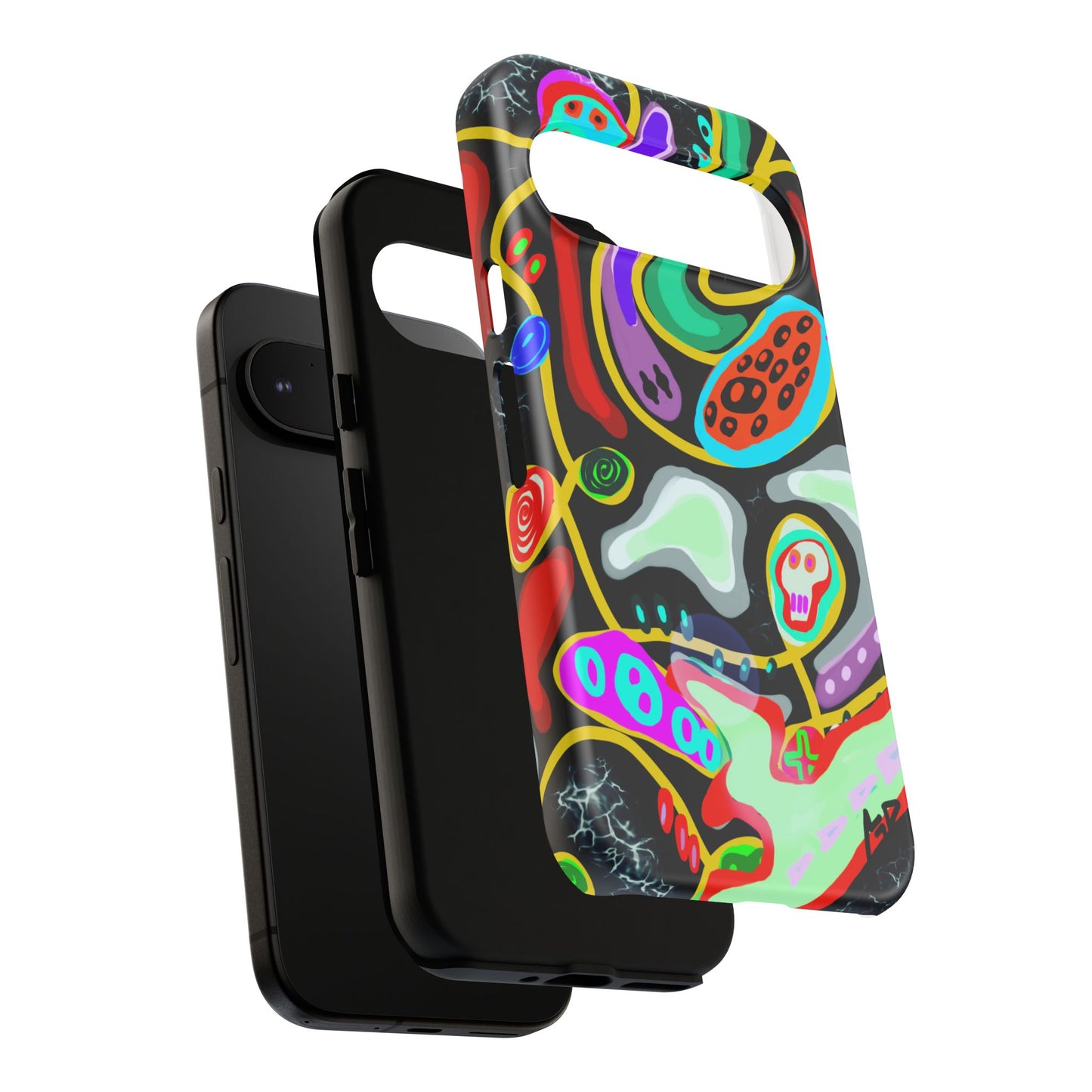 CRAZY4  Abstract Neon Skull Phone Case — Colorful Psychedelic Protective Cover