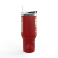 MOVINCHIARTDESIGNS.  40oz Insulated Travel Mug — Colorful Abstract Skull Design, Spill‑Resistant Tumbler