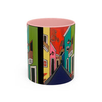SAN SEBASTIAN.  Colorful Street Scene Accent Coffee Mug — Vibrant Urban Art Ceramic Mug (11/15oz)
