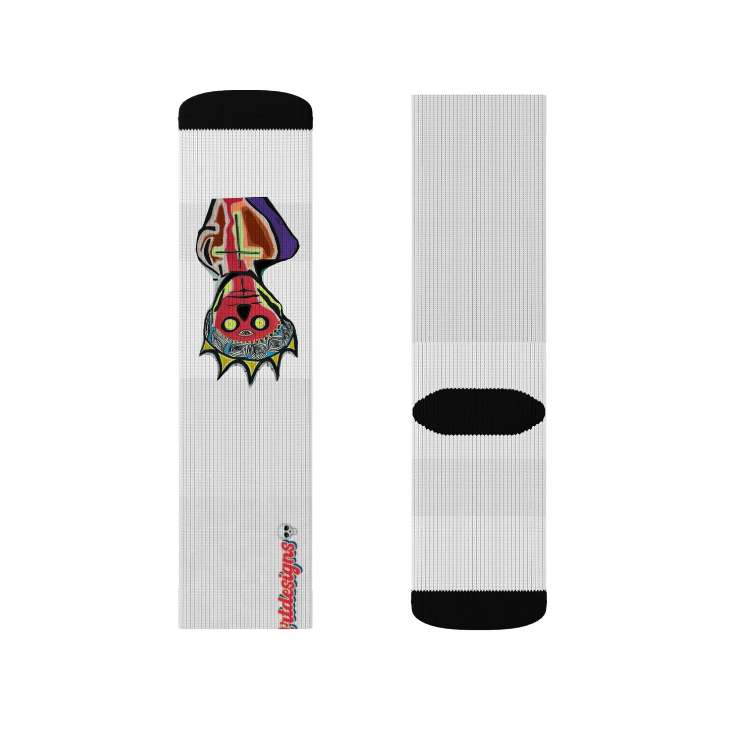 KING GRAY.  Colorful Abstract Mask Sublimation Socks - Funky Tribal Art Crew Socks