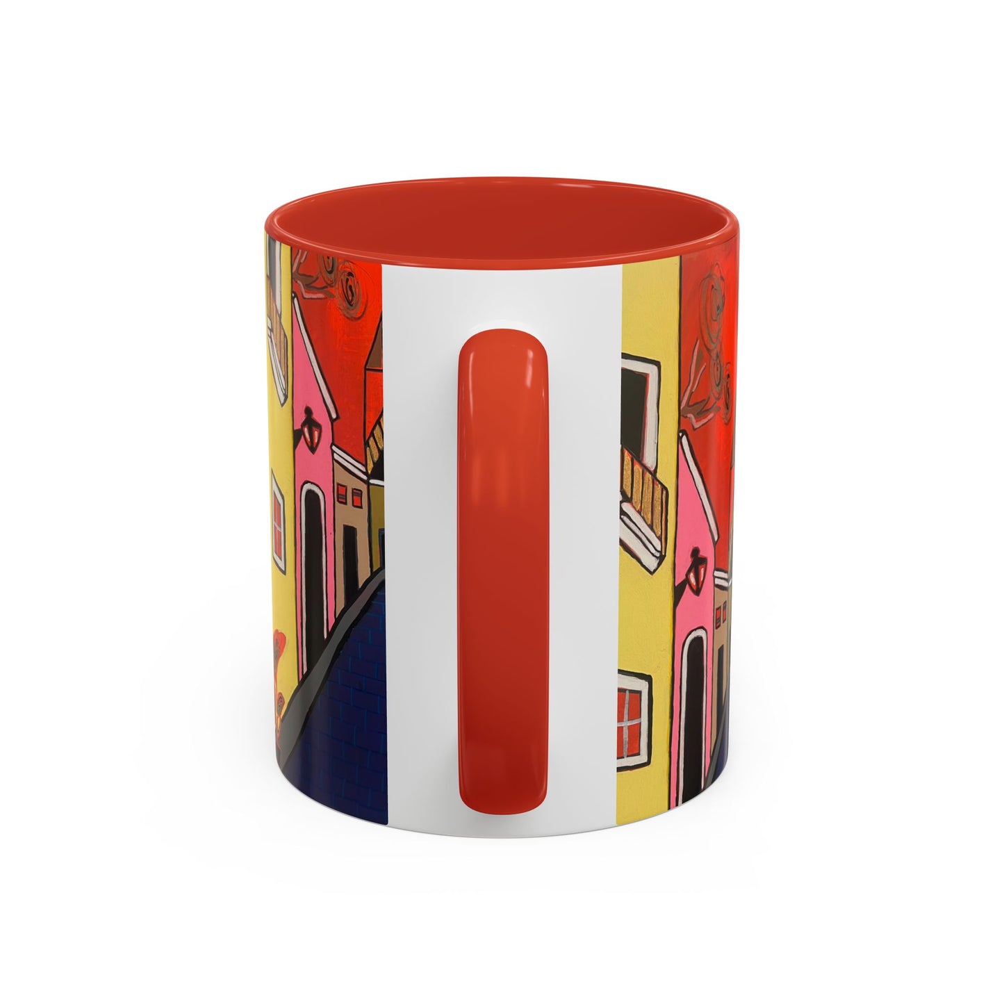 SAN SEBASTIAN.  Colorful Street Scene Accent Coffee Mug — Vibrant Urban Art Ceramic Mug (11/15oz)