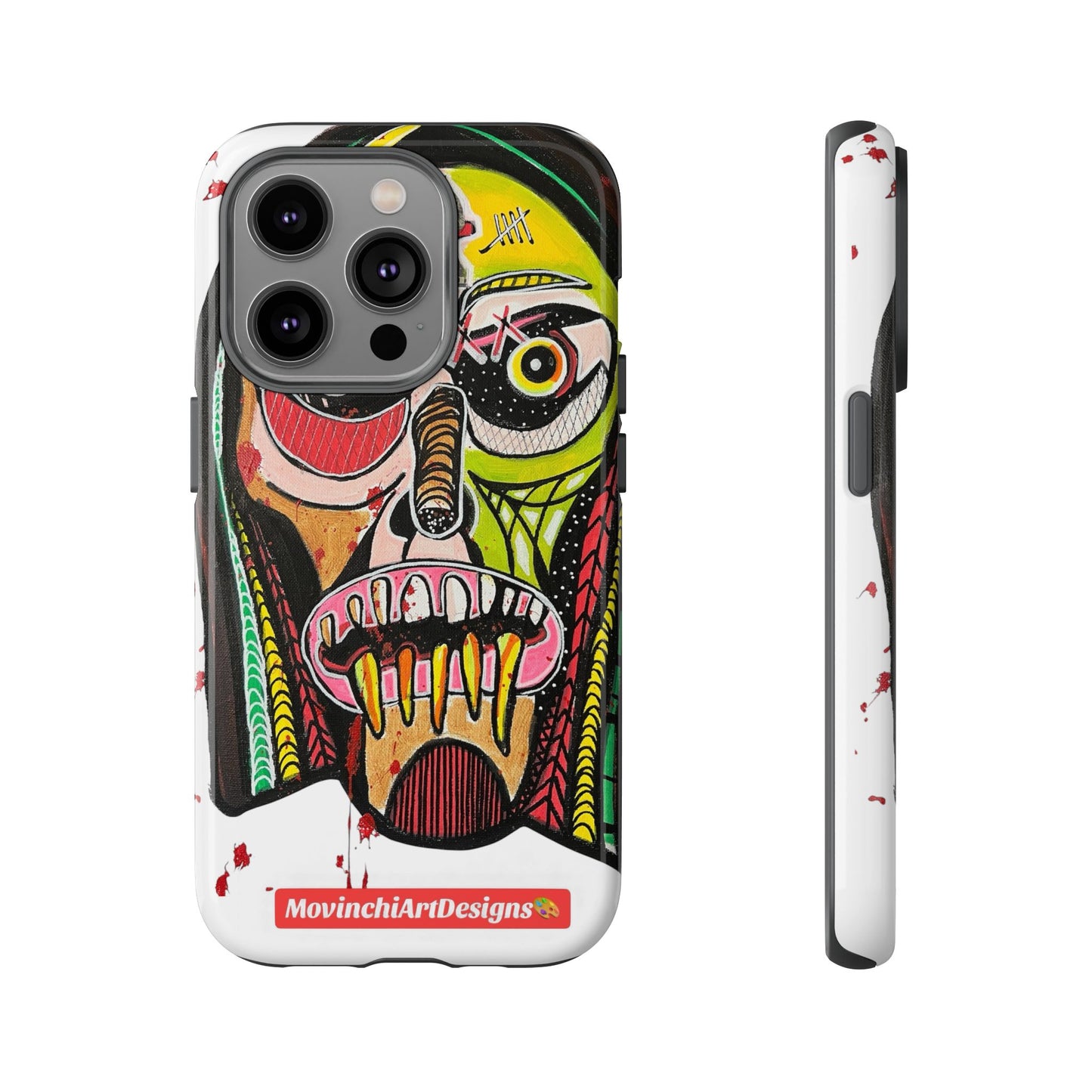 KUNTA.  Abstract Tribal Skull Phone Case — Colorful Street Art Protective Cover