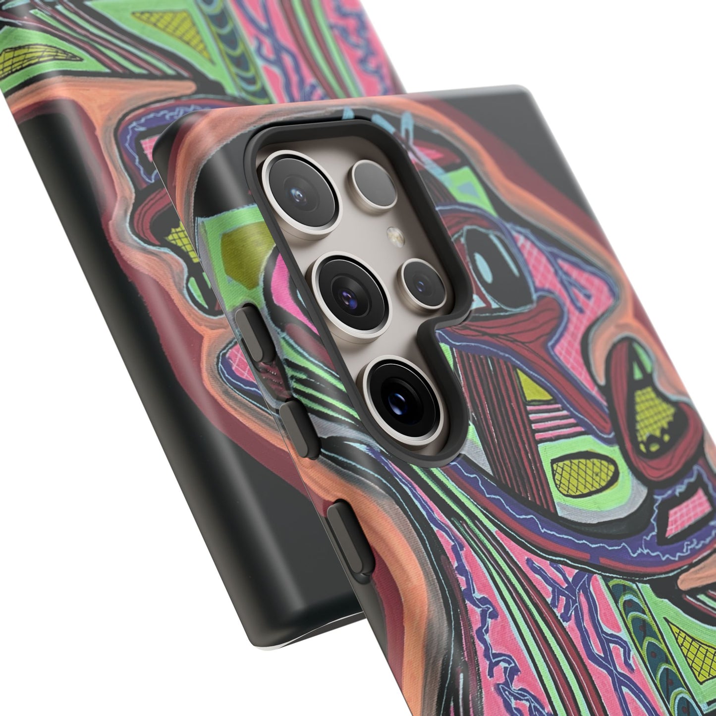 HEART ATTACK Abstract Neon Face Tough Phone Case – Vibrant Art Phone Cover