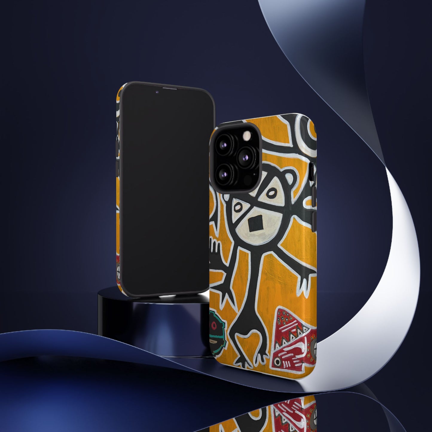 Abstract TAINO  Tribal Art Phone Case – Bold Orange Graphic Protective Cover