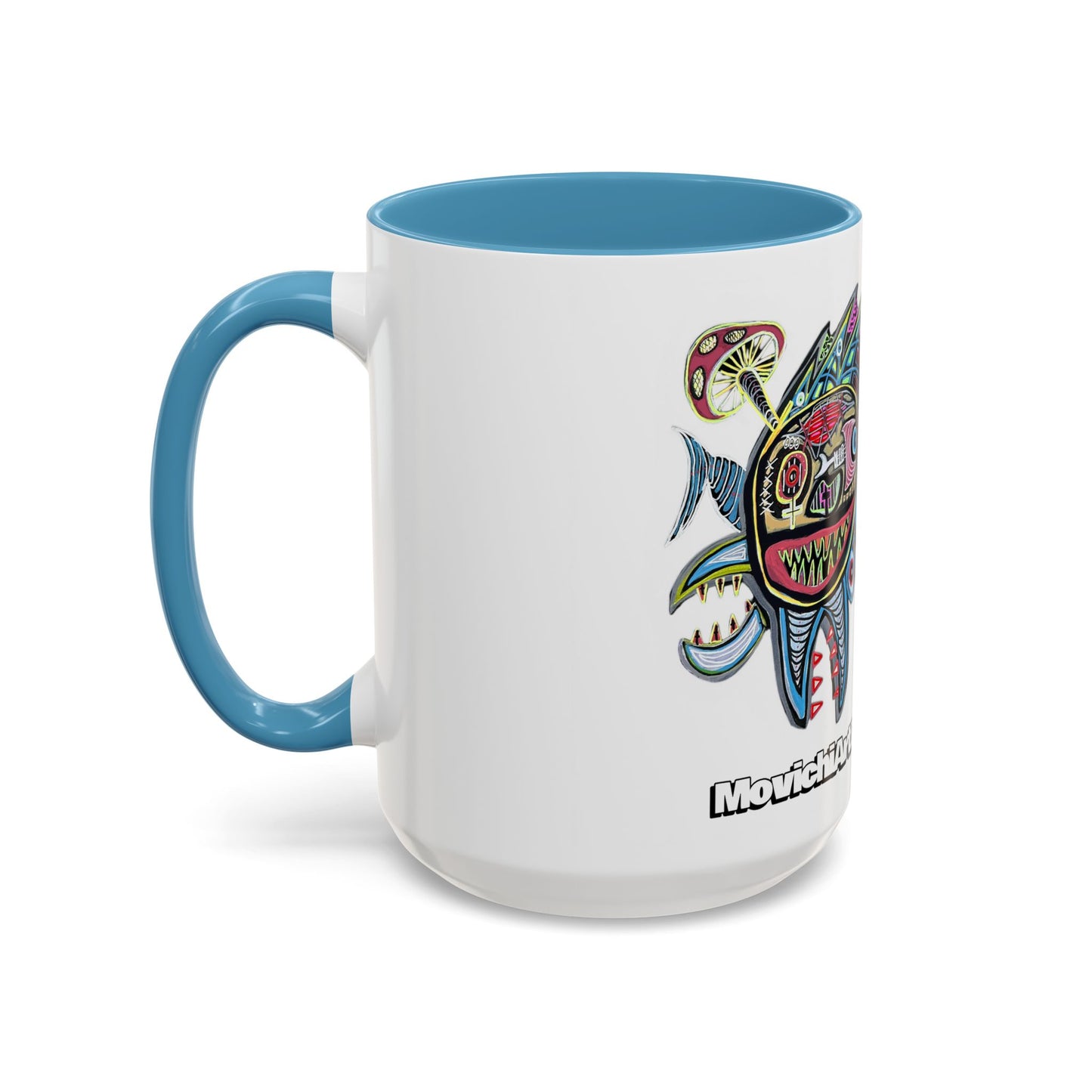 Colorful Shark Attack  Fish Accent Coffee Mug — Bold Nautical Art 11/15oz