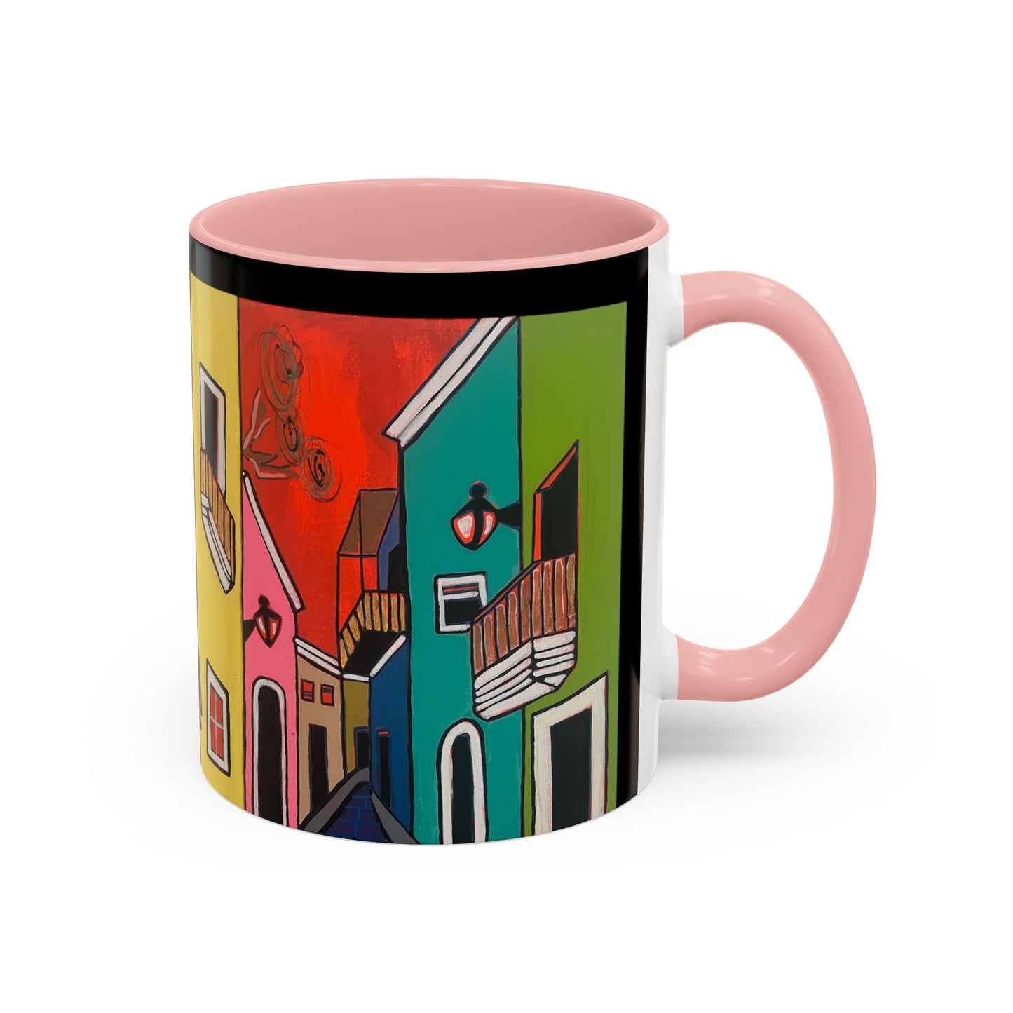 VIEJO SAN JUAN,  Colorful Cityscape Coffee Mug — Vibrant European Street Accent Mug