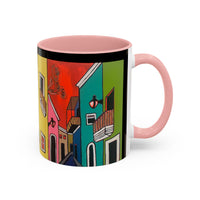 VIEJO SAN JUAN,  Colorful Cityscape Coffee Mug — Vibrant European Street Accent Mug