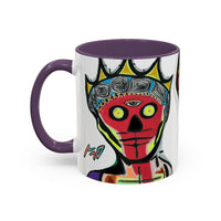 INFECTED KING.  Skull Pop Art Coffee Mug — Colorful Day of the Dead Accent Mug