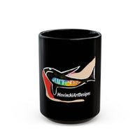 Art Whale Black Ceramic Mug — MovinchiArtDesigns Logo Coffee Cup (11oz & 15oz)
