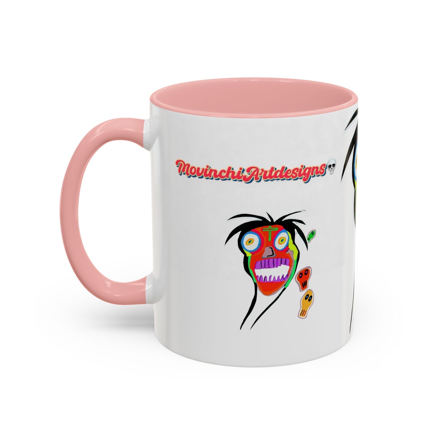 Skullface Accent Coffee Mug — Colorful Day of the Dead Pop Art (11/15oz)