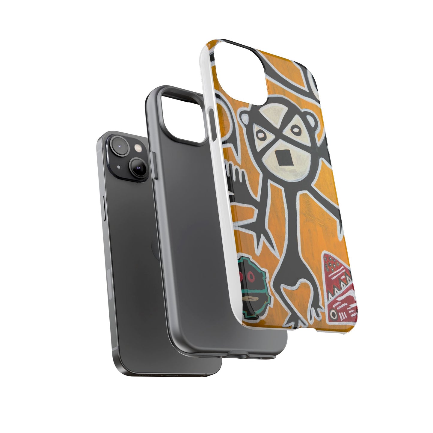 Abstract TAINO  Tribal Art Phone Case – Bold Orange Graphic Protective Cover